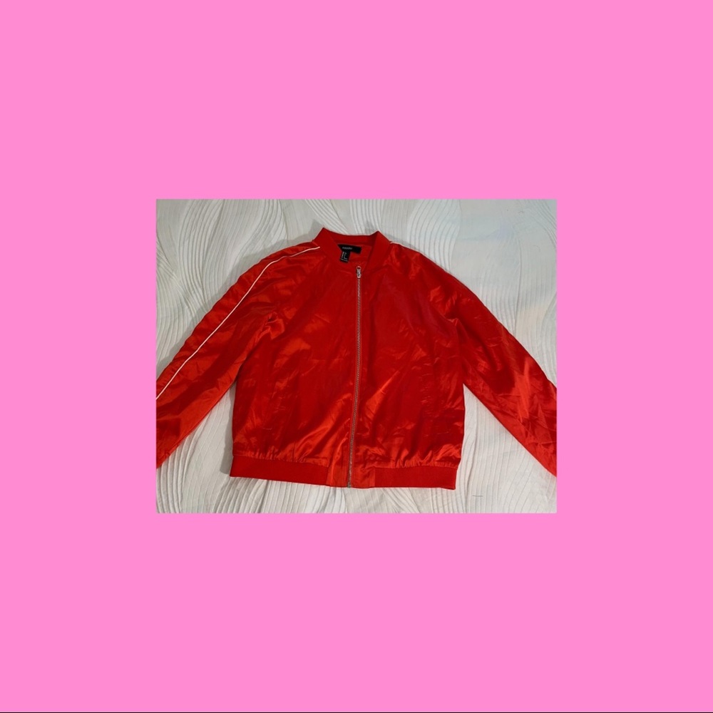 Red, Satin Bomber Jacket